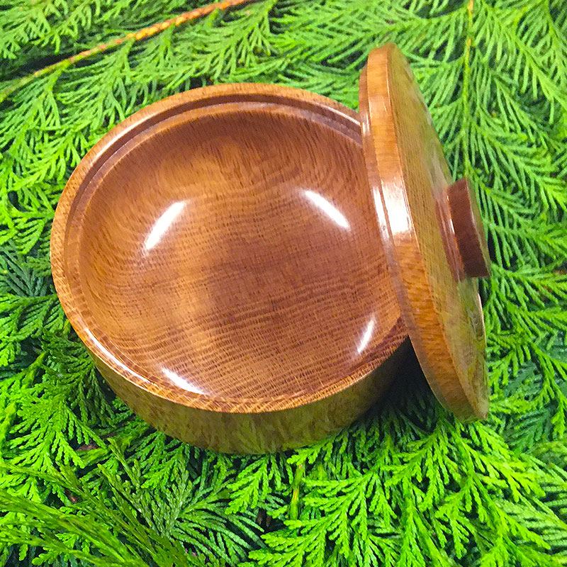 Handcrafted 5.5" (w) x 3" (h)  Garry Oak Canister with Lid from the Bob Beard Collection. Polyurethane wipe and hand-polished with carnauba wax.