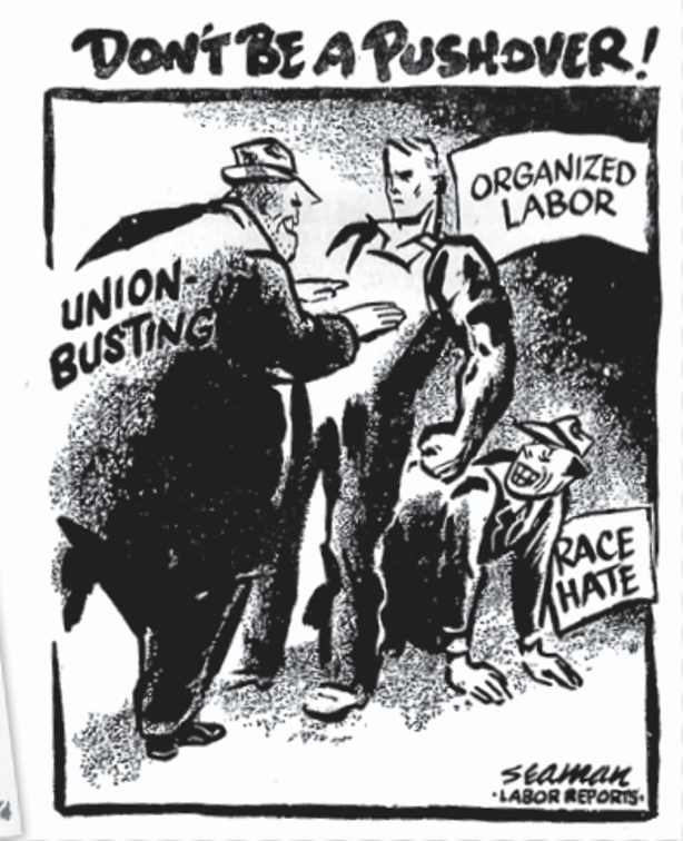 Beware: Racial and Religious Hatred Seeks to Destroy Trade Unionism”,
Canadian Congress of Labour, Canadian Labour Reports,
pamphlet, BC Labour Heritage Centre files in Union Zindabad! Pg 58.