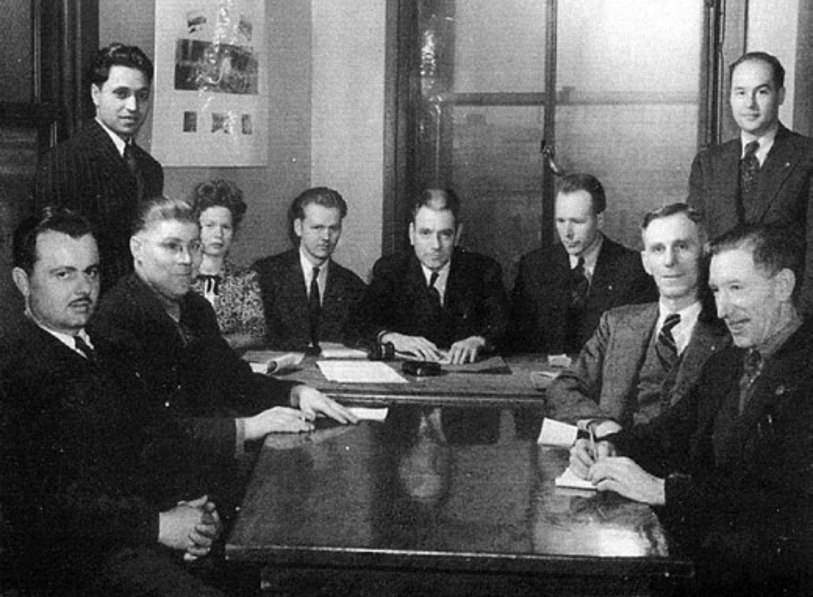 Members of the BC District Council of the IWA in Vancouver in 1943. Standing on the far left is Darshan Singh Sangha. Source: Union Zindabad!